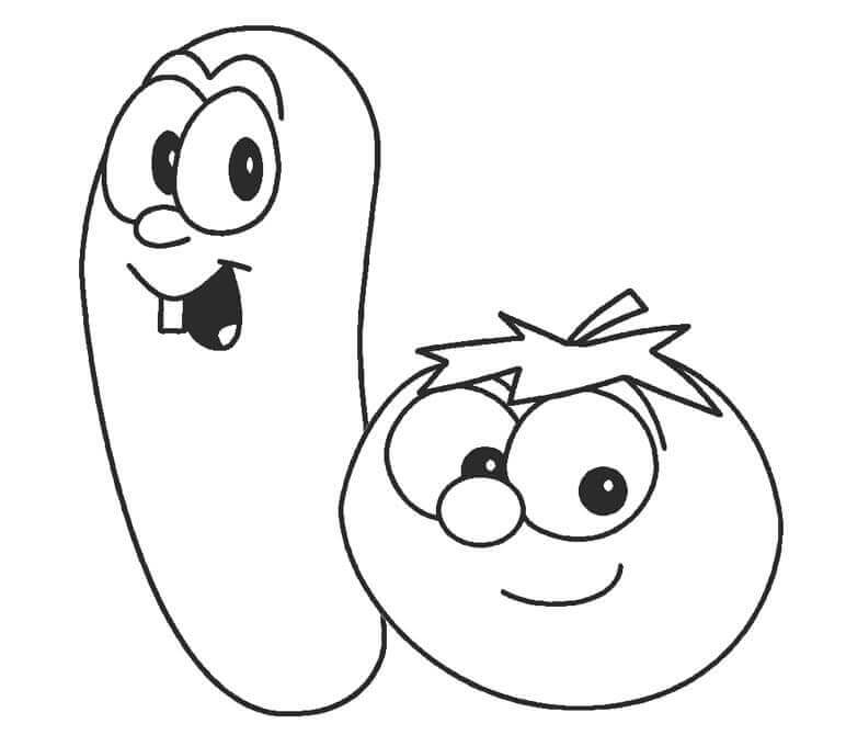 Dibujo de Animados de Pepino y Tomate para Colorear