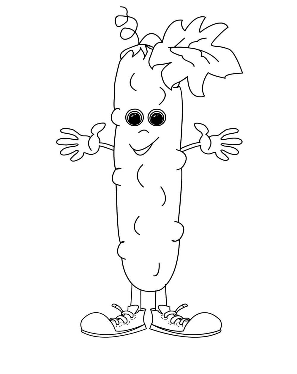 Dibujo de Lindo Pepino Sonriendo para Colorear