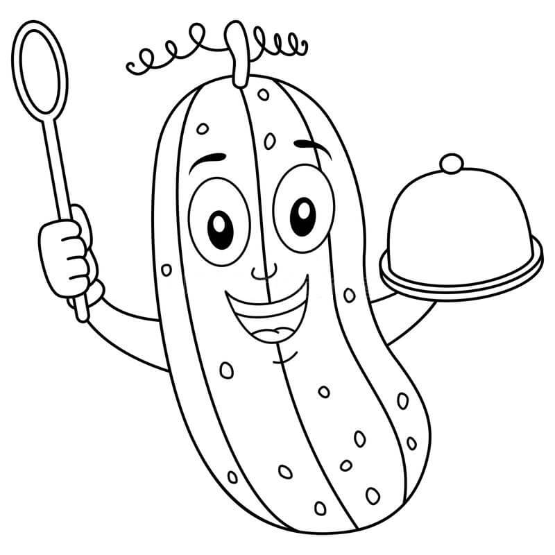 Dibujo de Pepino Chef para Colorear