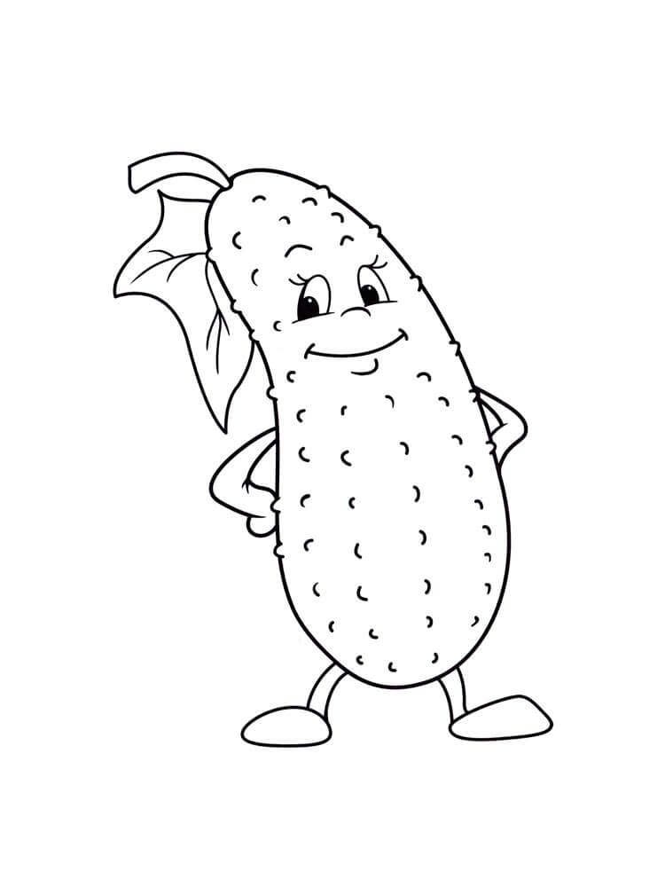 Dibujo de Pepino Feliz para Colorear