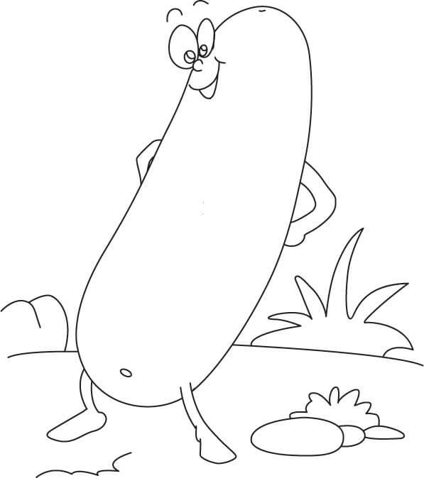 Dibujo de Pepino de Dibujos Animados Divertido para Colorear