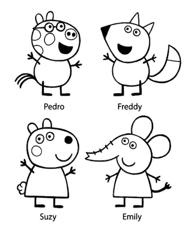 Dibujo de Amigos de Peppa Pig para Colorear