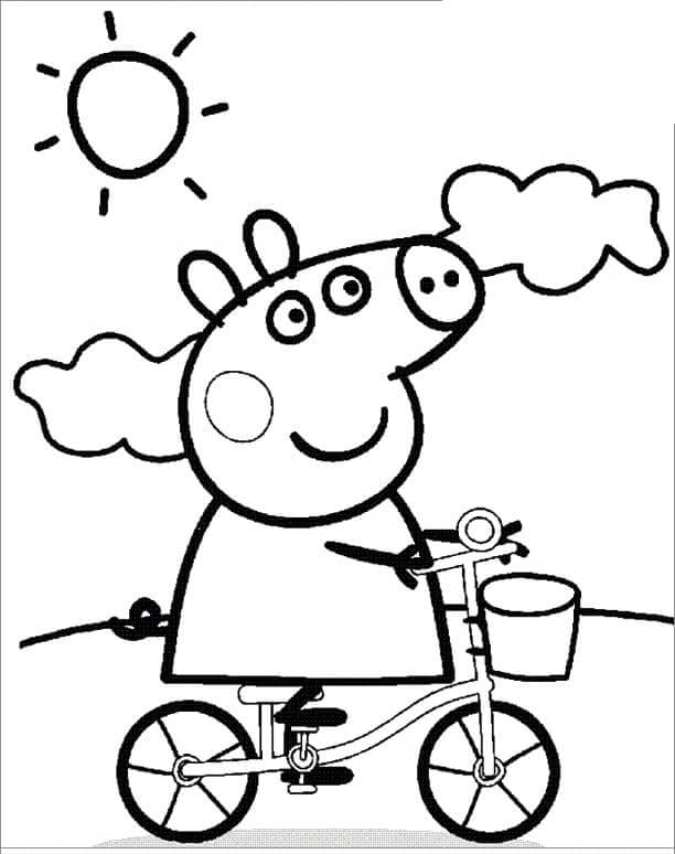 Dibujo de Bicicleta de Montar Peppa Pig para Colorear