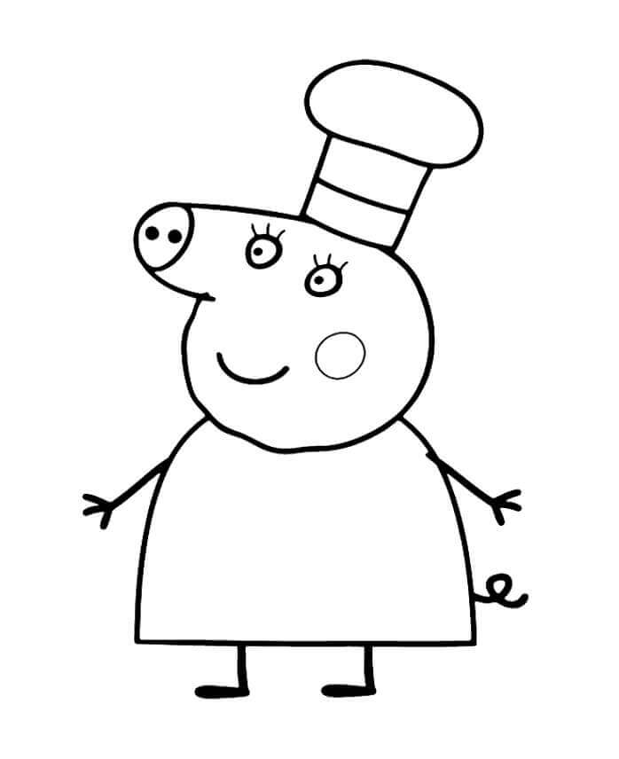 Dibujo de Cocinar Momia Cerdo para Colorear