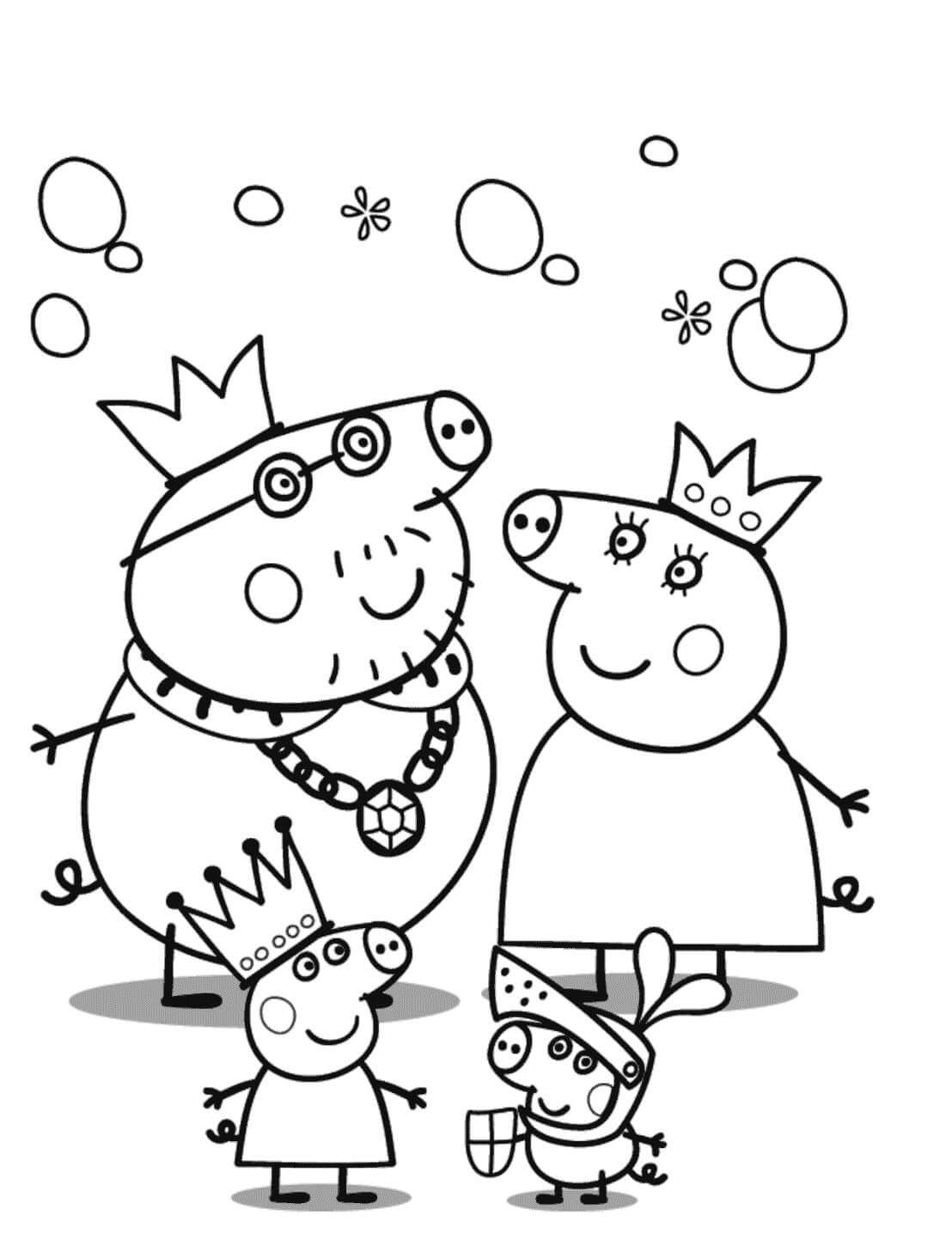 Dibujo de Familia Peppa Pig para Colorear