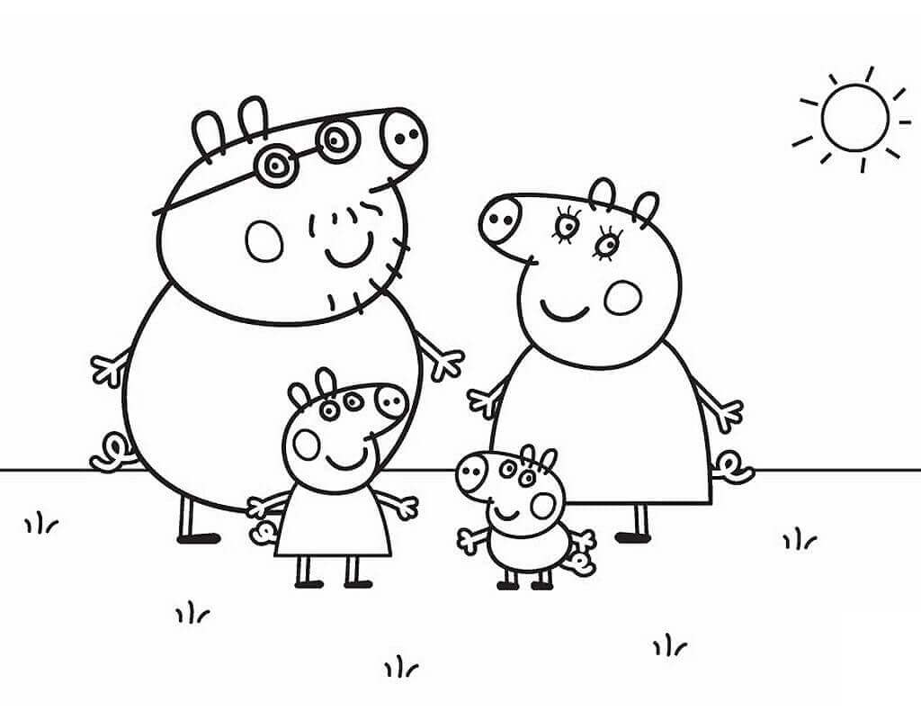 Dibujo de Familia de Peppa Pig para Colorear