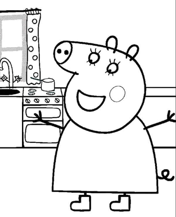 Dibujo de Feliz Momia Cerdo para Colorear