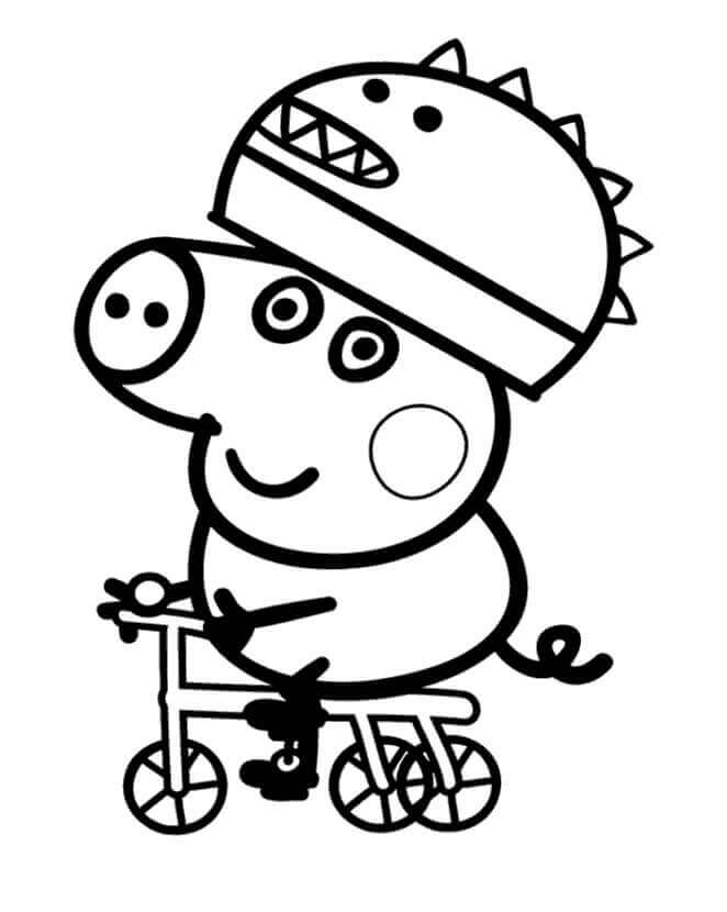 Dibujo de George Montando un Triciclo para Colorear