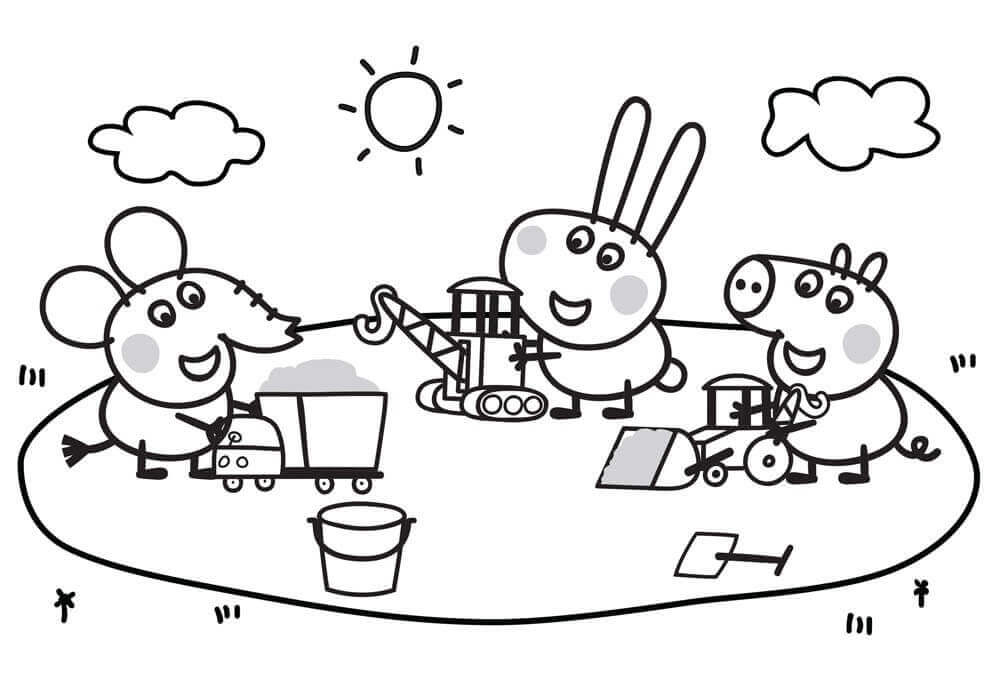 Dibujo de George Pig y Sus Amigos para Colorear