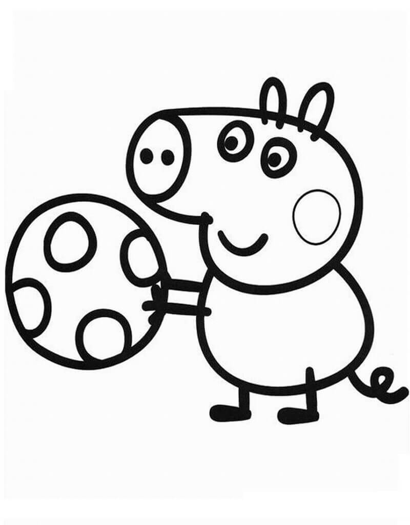 Dibujo de George Pig y una Pelota para Colorear