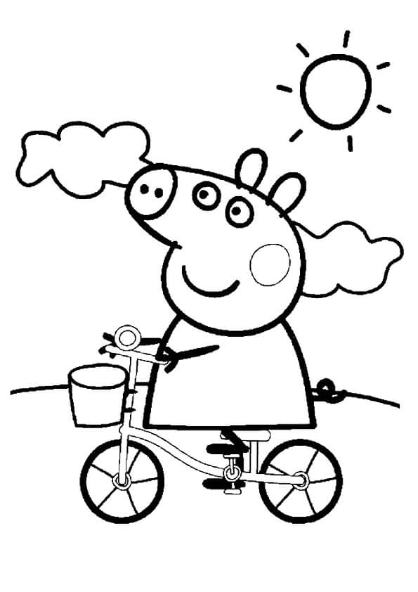 Dibujo de Peppa Ciclismo para Colorear