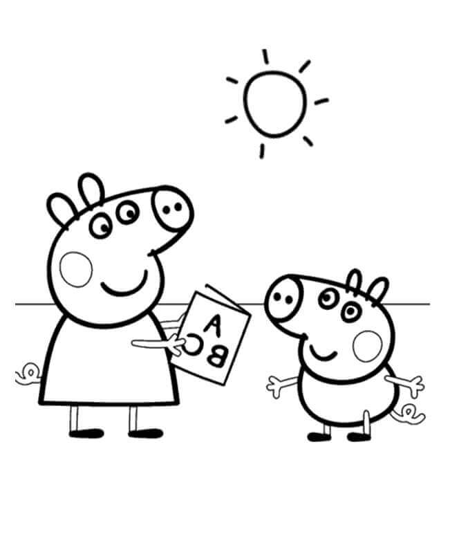 Dibujo de Peppa Pig Aprendiendo para Colorear