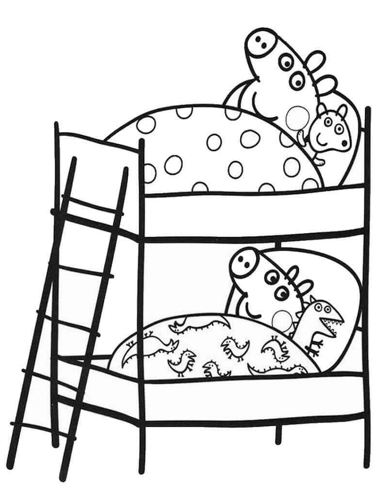 Dibujo de Peppa Pig Durmiendo para Colorear