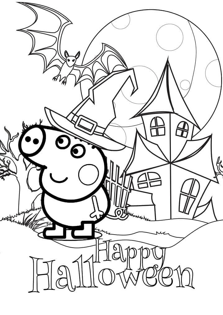 Dibujo de Peppa Pig Feliz Halloween para Colorear