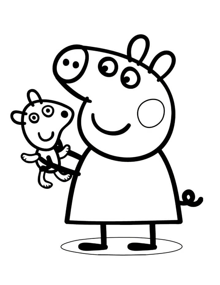 Dibujo de Peppa Pig Jugando Juguete para Colorear
