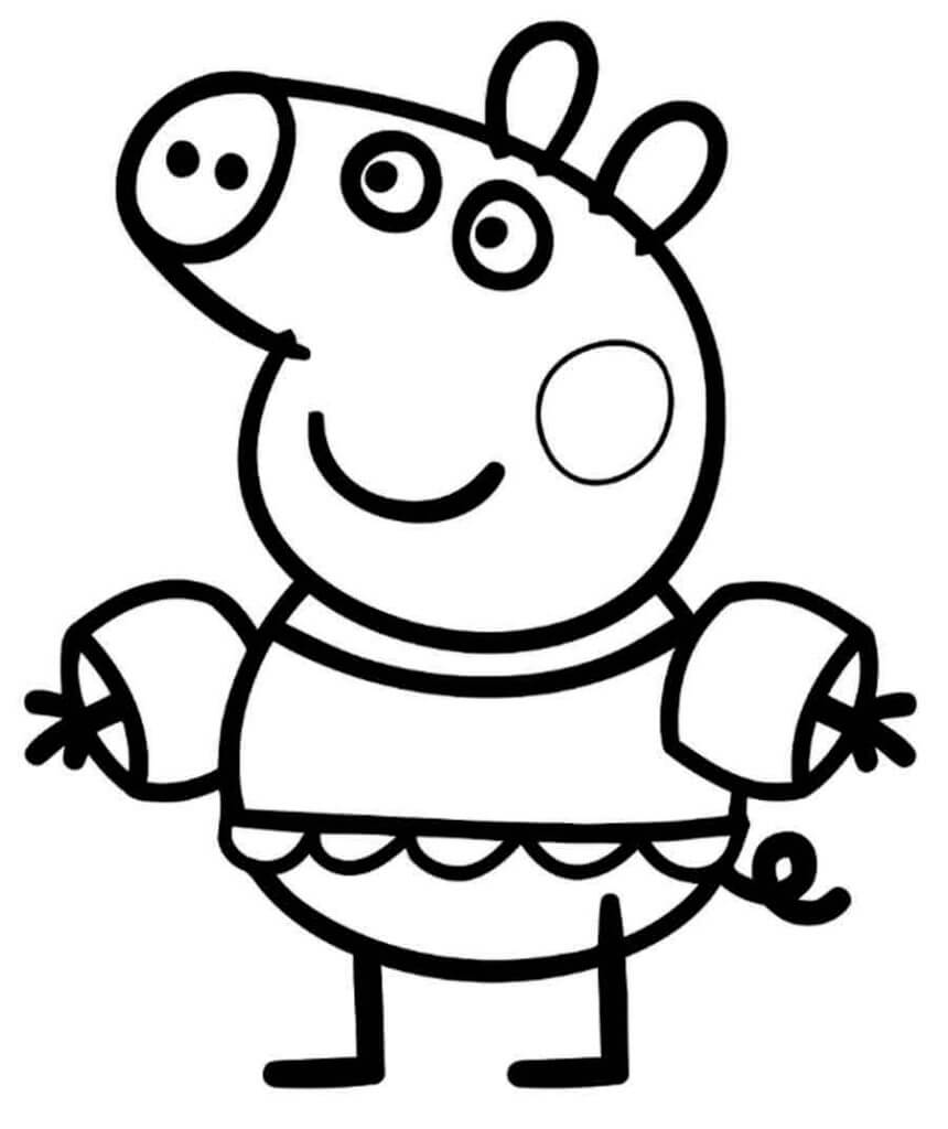 Dibujo de Peppa Pig Ve a Nadar para Colorear