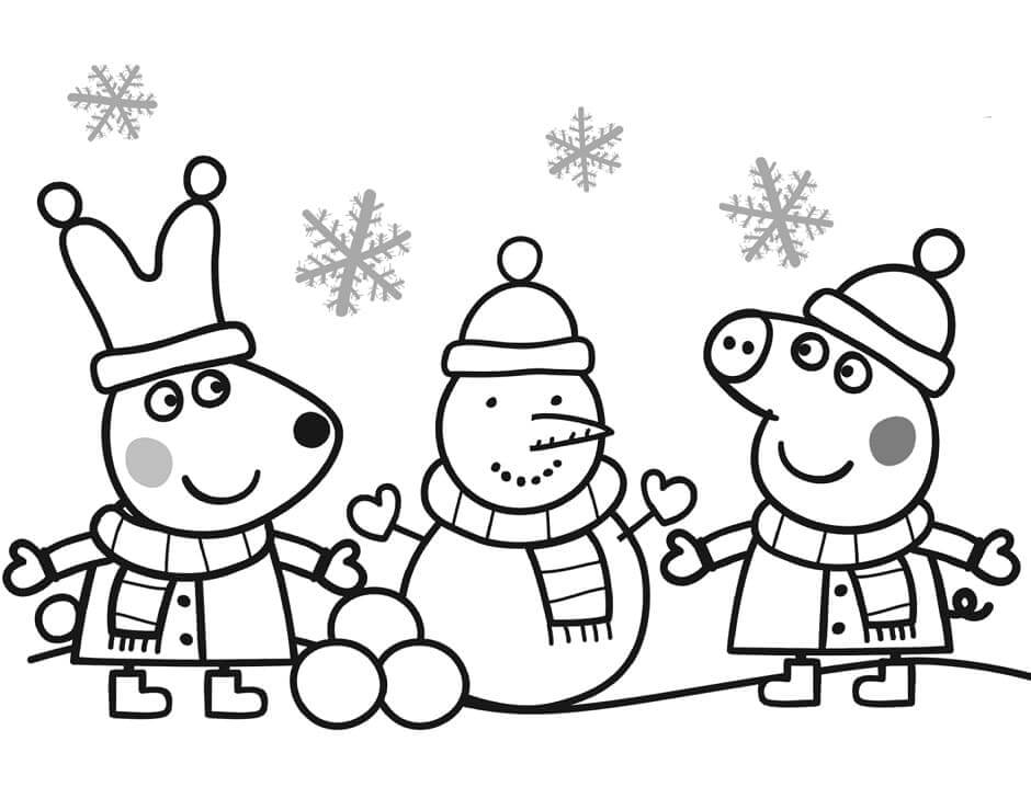 Dibujo de Peppa Pig y Rebecca para Colorear