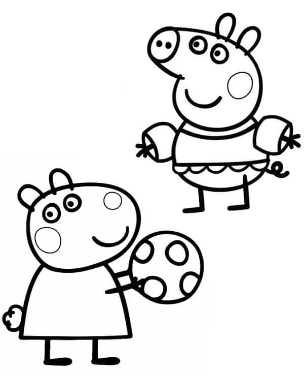 Dibujo de Peppa y Suzy para Colorear