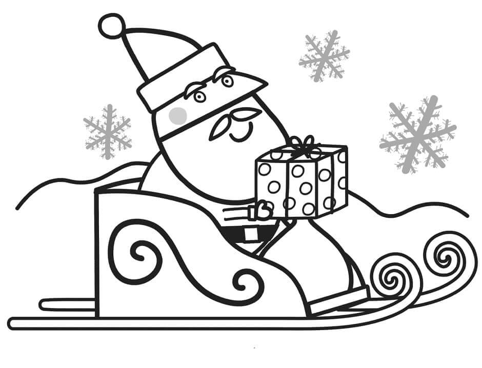 Dibujo de Santa en Peppa Pig para Colorear