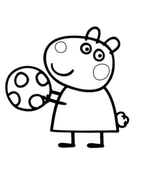 Dibujo de Suzy Sheep con una Pelota para Colorear