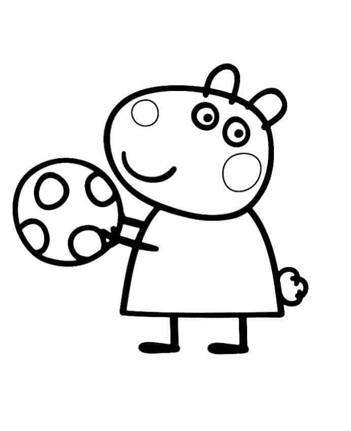 Dibujo de Suzy Sheep con una Pelota para Colorear