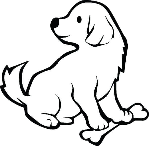 Dibujo de Cachorro con Hueso para Colorear