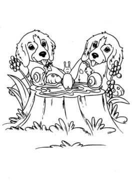 Dibujo de Cachorro y Caracol para Colorear