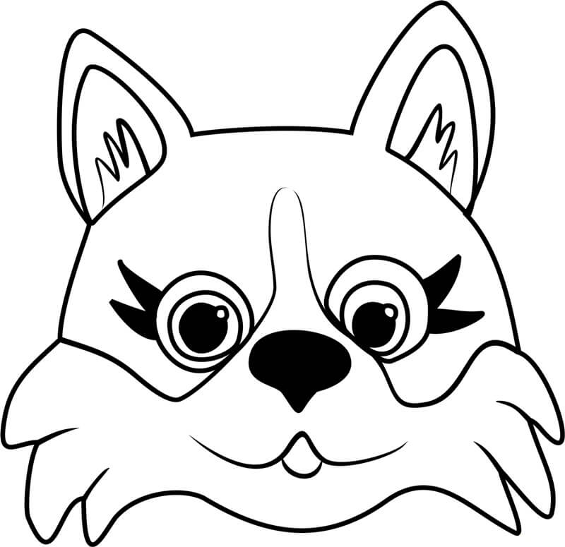 Dibujo de Cara de Cachorro Corgi para Colorear