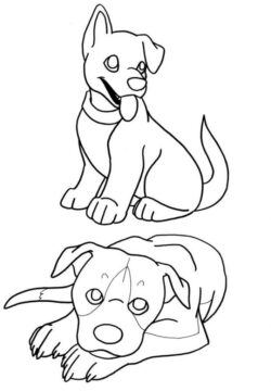 Dibujo de Dos Cachorros para Colorear