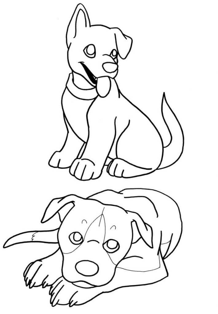 Dibujo de Dos Cachorros para Colorear