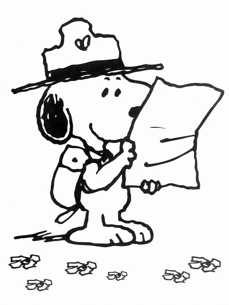 Dibujo de Encontrar un Tesoro con Snoopy para Colorear