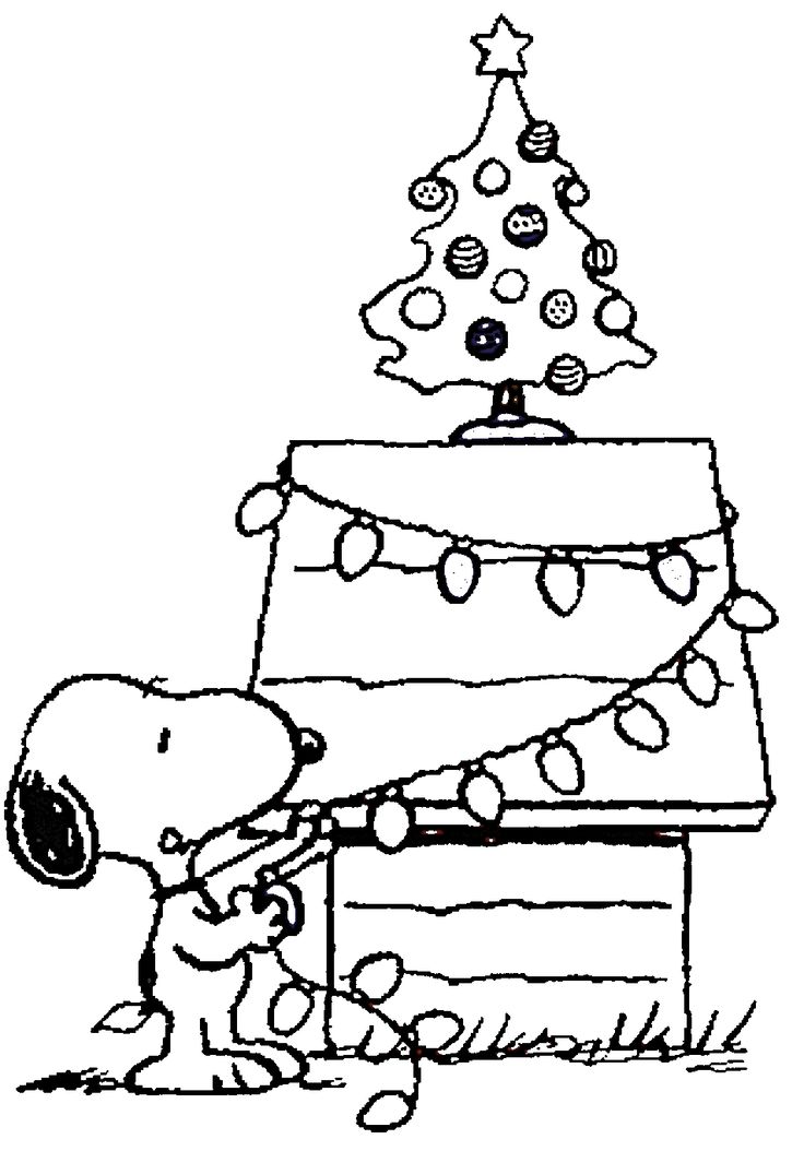 Dibujo de Feliz Navidad con Snoopy para Colorear