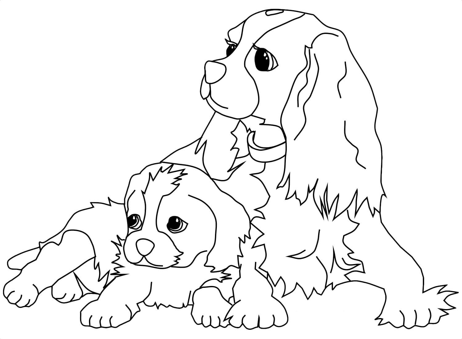 Dibujo de Madre Perro y Cachorro para Colorear