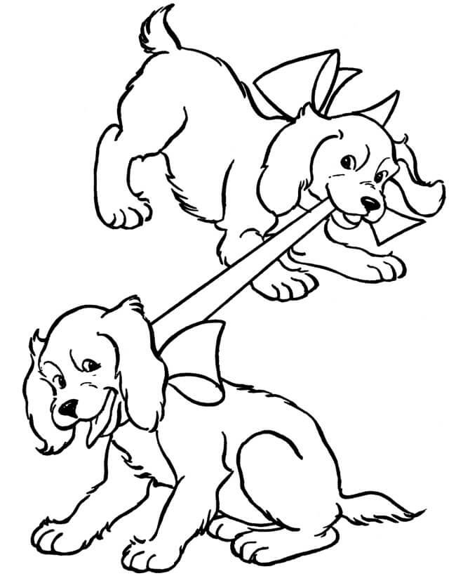 Dibujo de Pareja Perro Lindo para Colorear