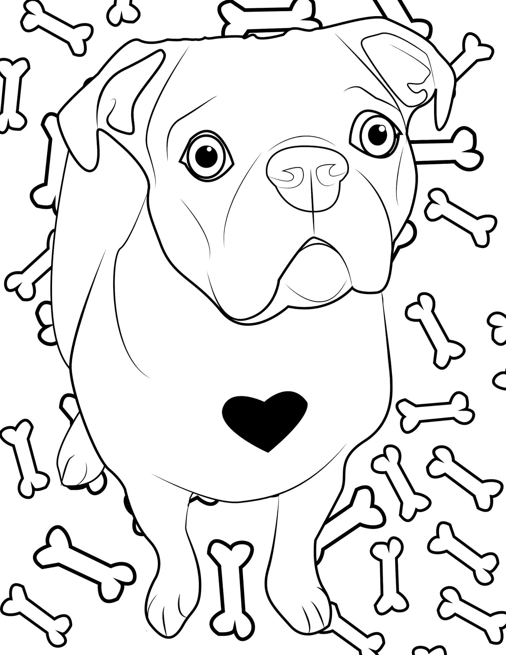 Dibujo de Perro con Huesos para Colorear