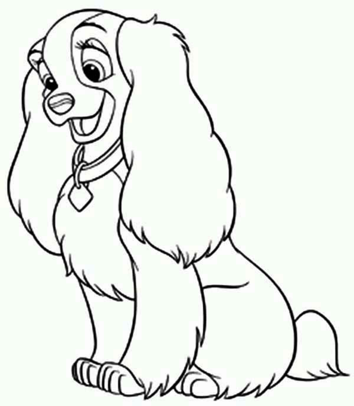 Dibujo de Perro de la señora de Disney para Colorear