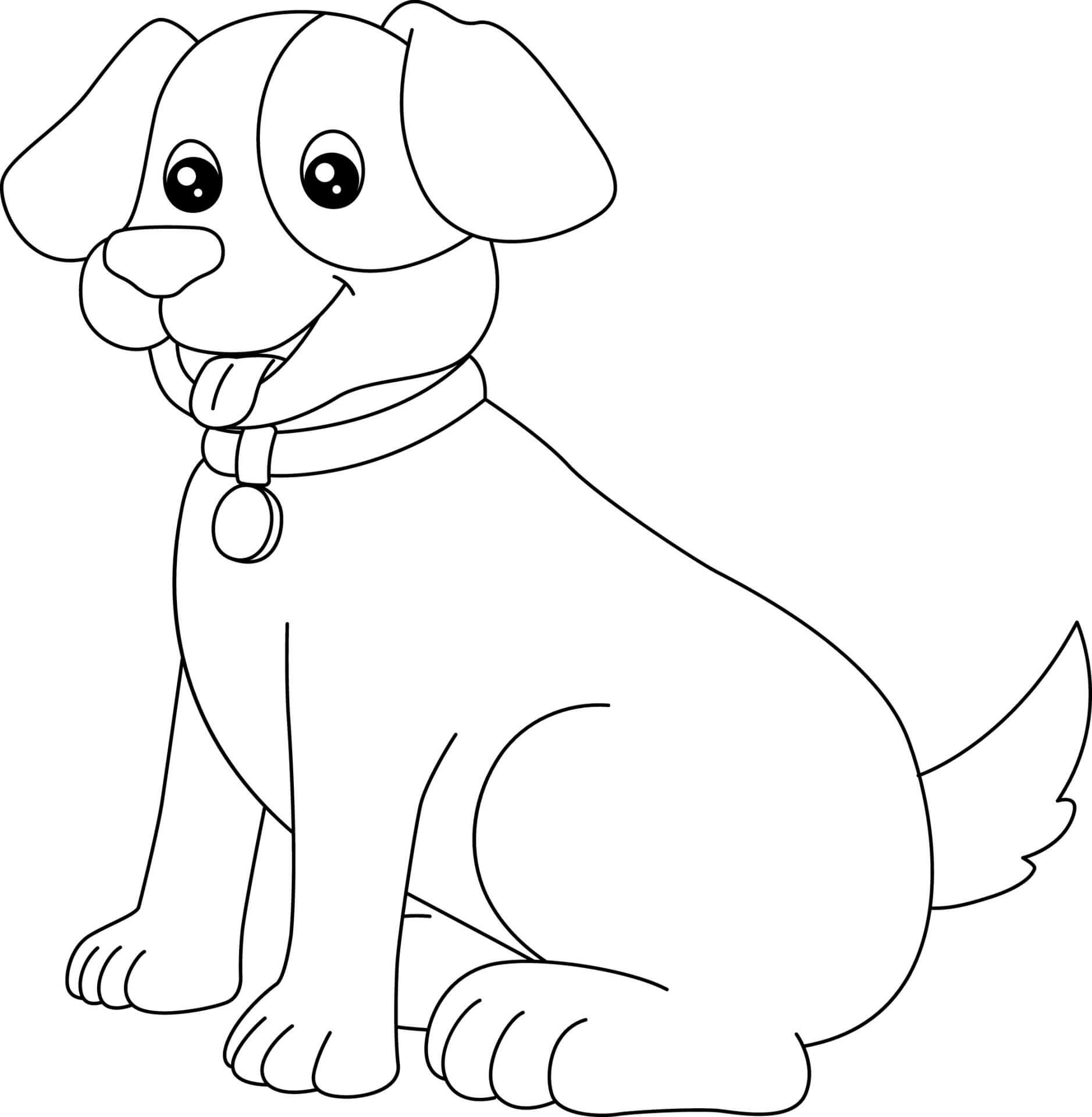 Dibujo de Perro Divertido Sentado para Colorear