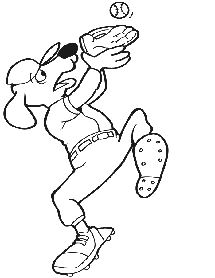 Dibujo de Perro Intenta Atrapar la Pelota para Colorear