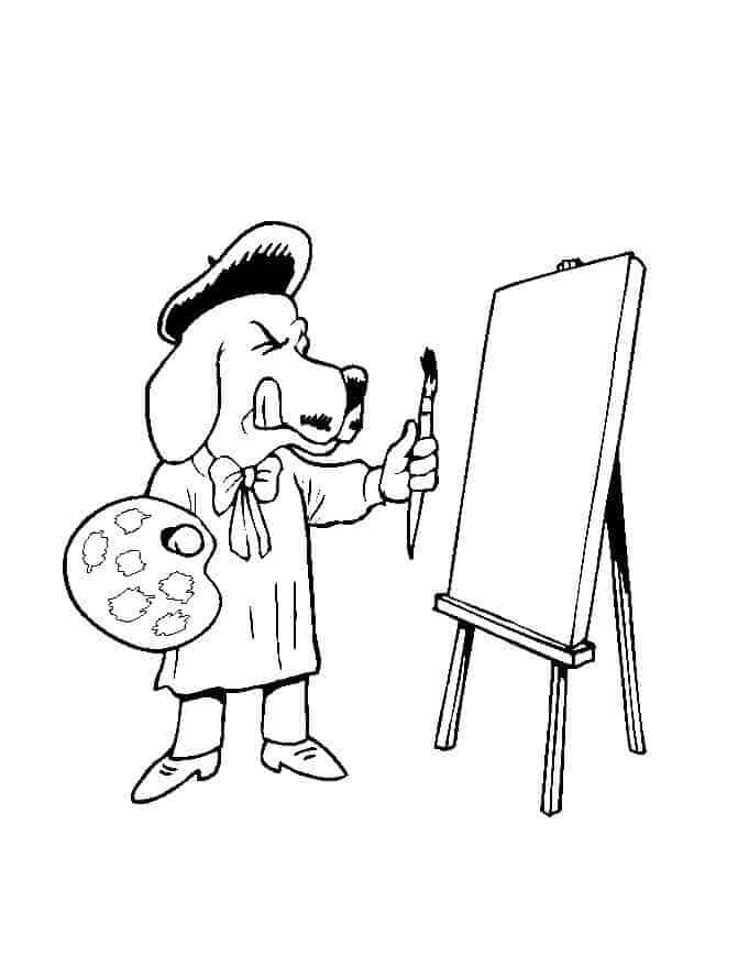 Dibujo de Perro Pintor para Colorear