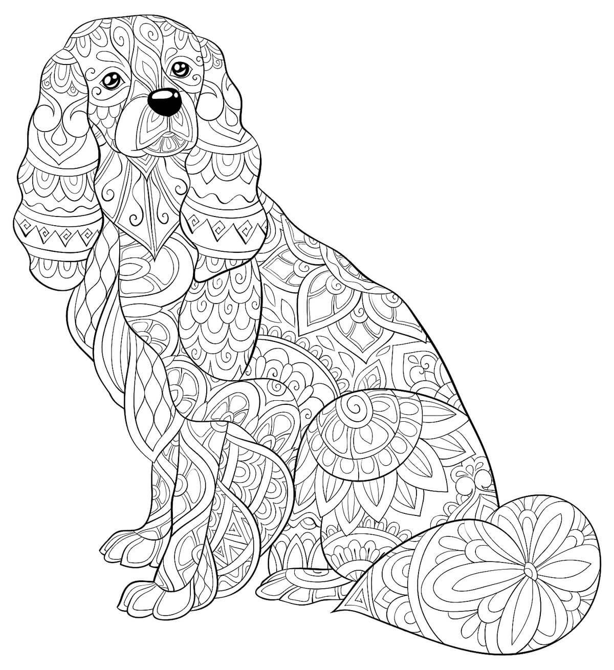 Dibujo de Perro Sentado Mandala para Colorear