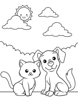 Dibujo de Perro y Gato para Colorear