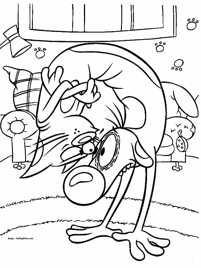 Dibujo de Perro y Gato Graciosos para Colorear