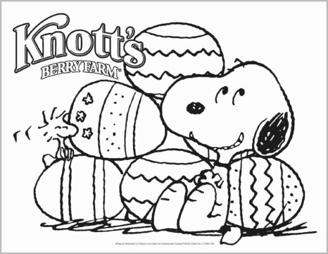Dibujo de Snoopy y Huevos de Pascua para Colorear