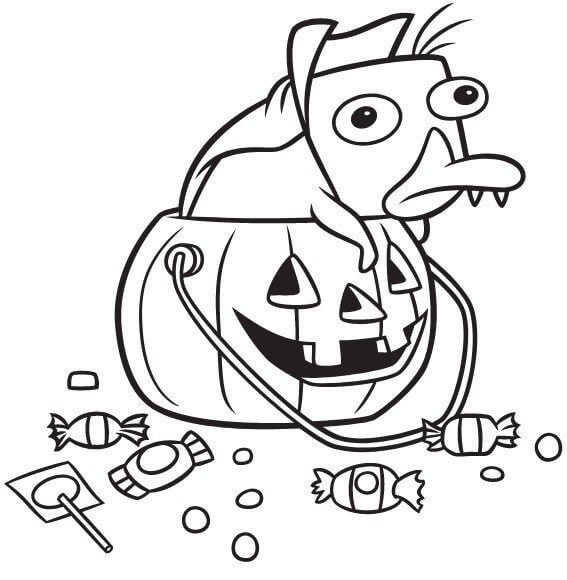 Dibujo de Perry en Calabaza para Colorear