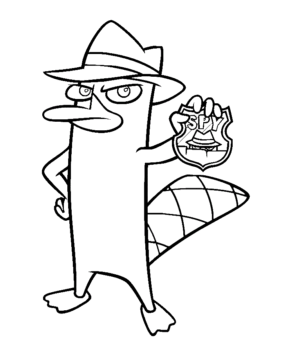 Dibujo de Perry con Insignia de Espia para Colorear