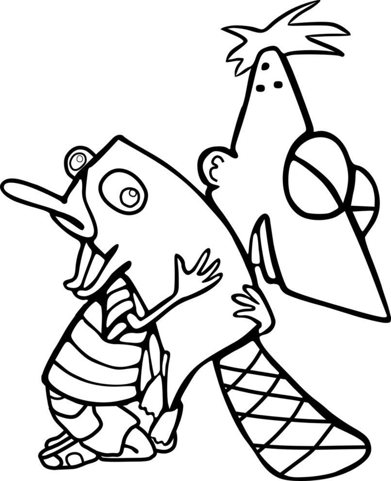 Dibujo de Phineas Abrazando un Perry para Colorear