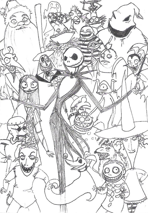 Dibujo de La Boda de Jack Skellington para Colorear