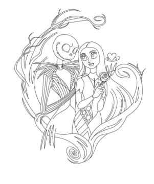 Dibujo de Jack Skellington y Sally para Colorear