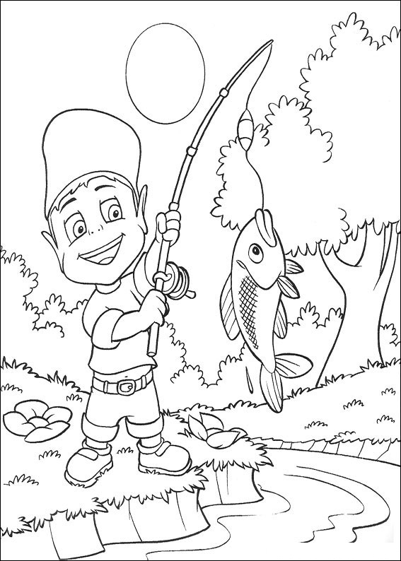 Dibujo de Adiboo Esta Pescando para Colorear