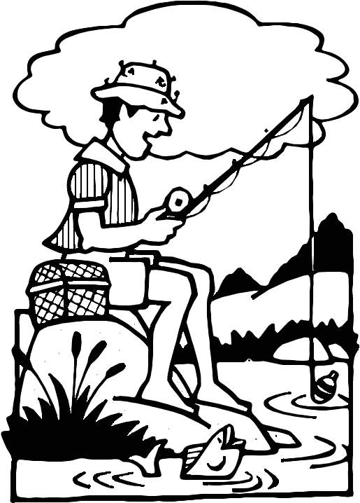 Dibujo de Paisaje de Pesca para Colorear